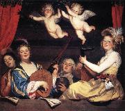 HONTHORST, Gerrit van Concert on a Balcony sg oil painting reproduction